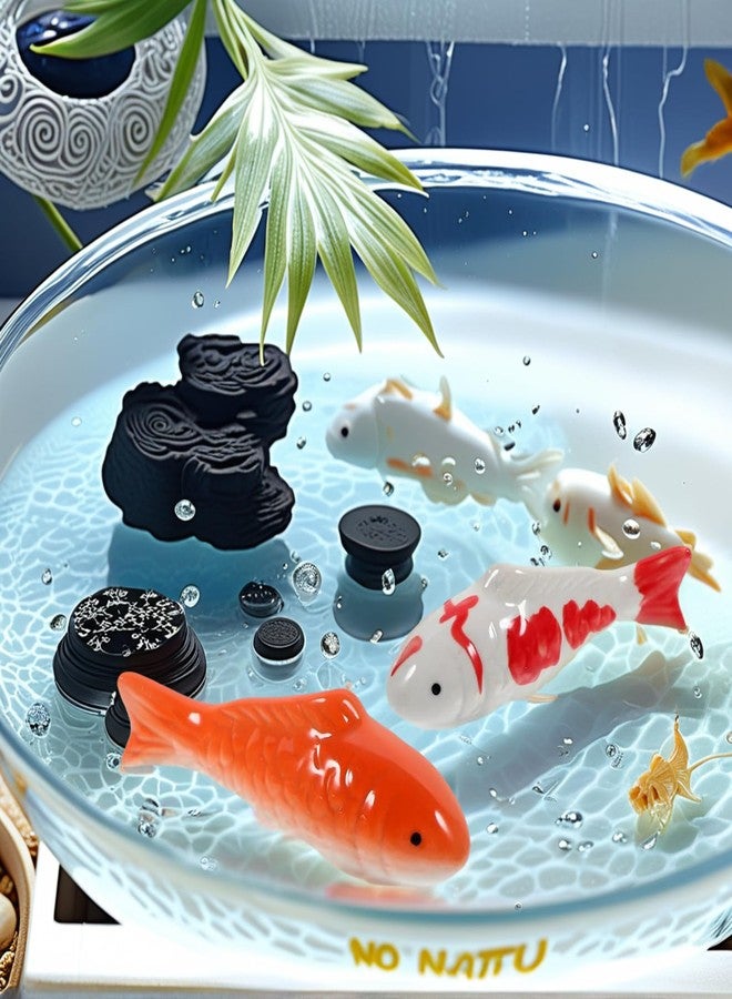 Wionin Lifelike Floating Fish Decor - Realistic Ceramic Koi & Goldfish for Aquarium, Pond, Tabletop - Set of 2 Vibrant Hand-Painted Mini Fake Fish for Office Desk, Garden Pots - Image 3